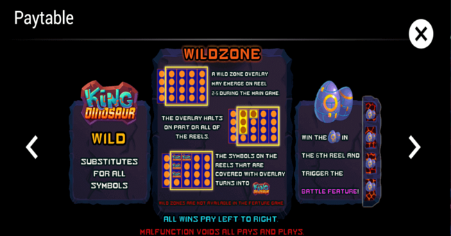 king dinosaur paytable 1 paytable