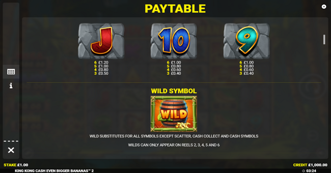 king kong cash even bigger bananas 2 paytable 2 paytable