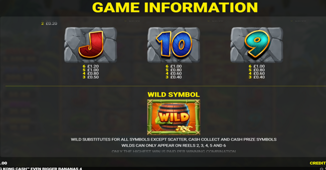 king kong cash even bigger bananas 4 paytable 2 paytable