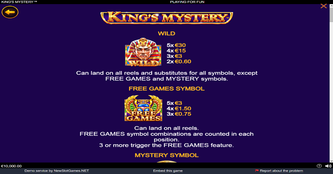 kings mystery paytable 1 paytable