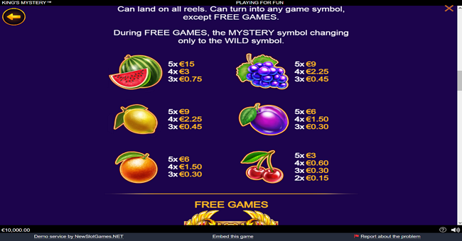 kings mystery paytable 2 paytable