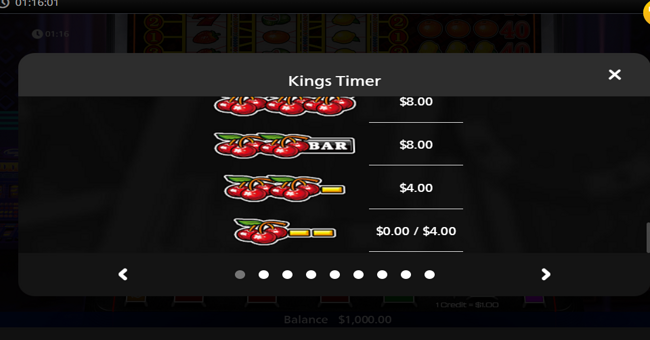 kings timer paytable 5 paytable