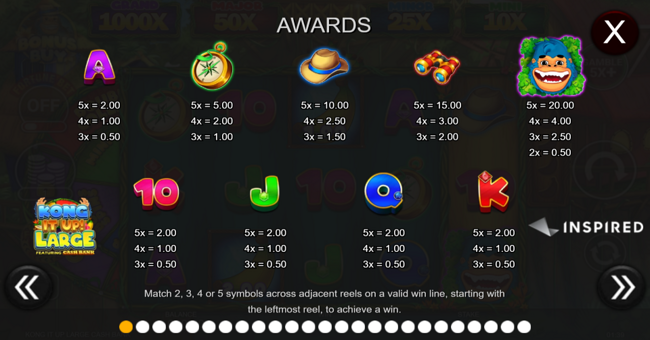 kong it up large paytable 1 paytable