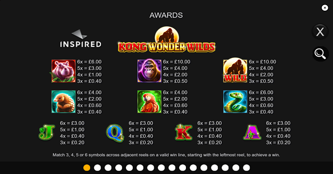 kong wonder wilds paytable paytable