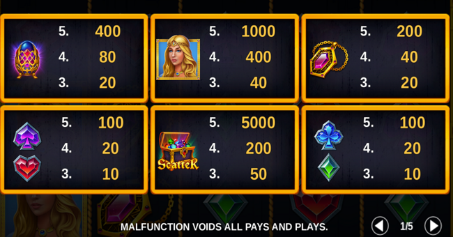 lady and firedrake paytable paytable