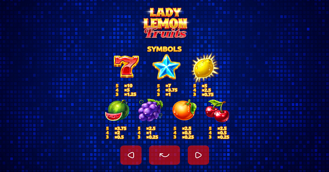 lady lemon fruits paytable 2 paytable