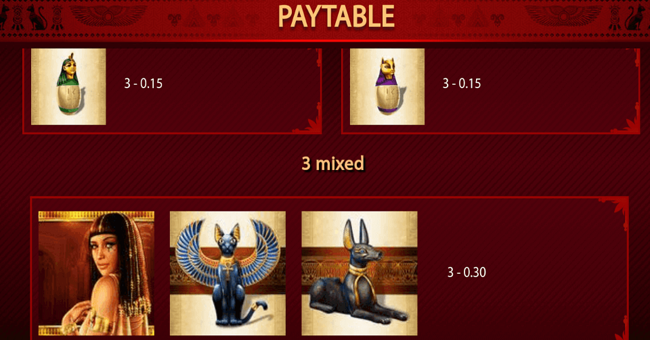 lady of egypt paytable 3 paytable