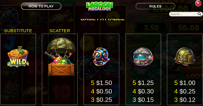 lagoon megaloot paytable 1 paytable