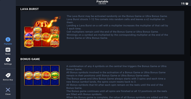 lava burst paytable 3 paytable