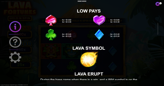 lava fortunes hold n spin paytable 2 paytable
