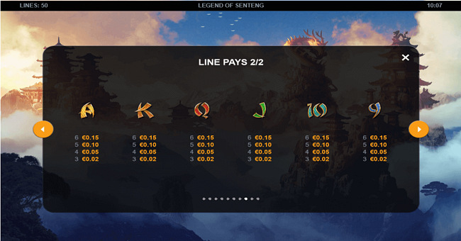 legend of senteng paytable 4 paytable