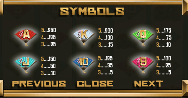 legend of singing fan paytable 2 paytable