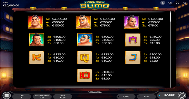 legendary sumo paytables paytable