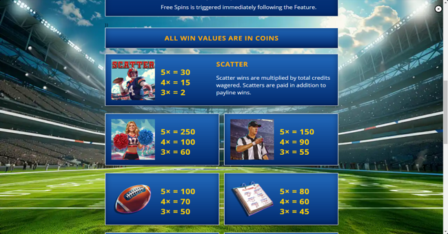 legends of football paytable 1 paytable