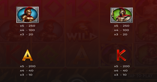 legends of sparta paytable 2 paytable