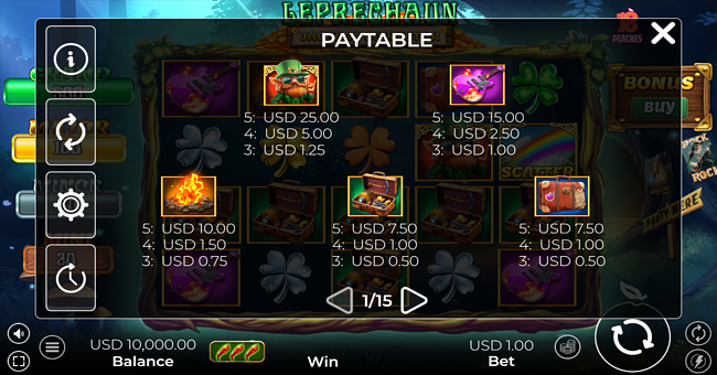 leprechaun jackpot collector paytable 1 paytable