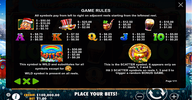 leprechauncarolpaytable paytable