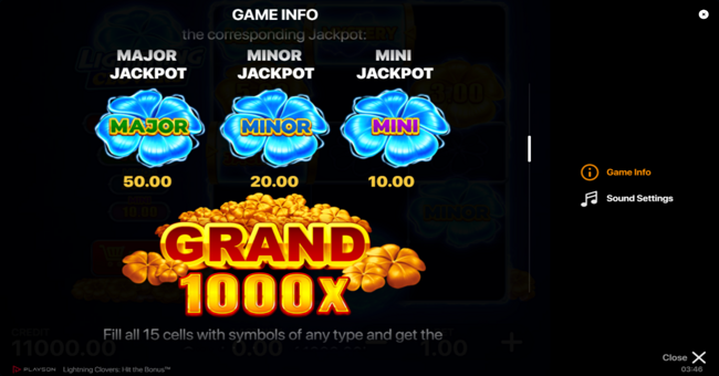 lightning clovers hit the bonus paytable 2 paytable
