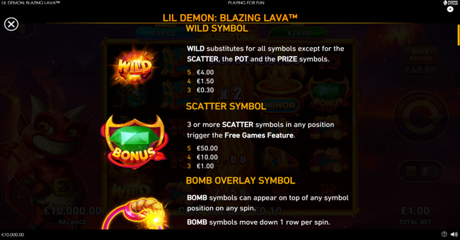 lil demon blazing lava paytable 2 paytable