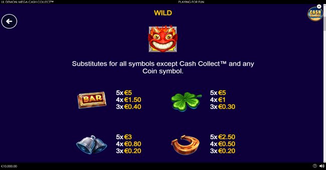 lil demon mega cash collect paytable 1 paytable