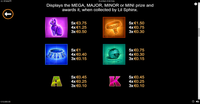 lil sphinx paytable 1 paytable