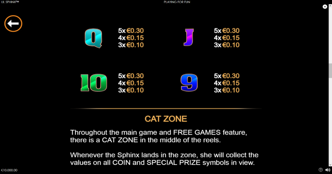 lil sphinx paytable 2 paytable