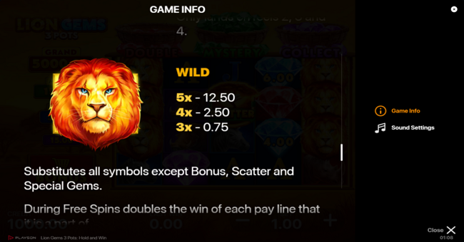 lion gems 3 pots hold and win paytable 2 paytable