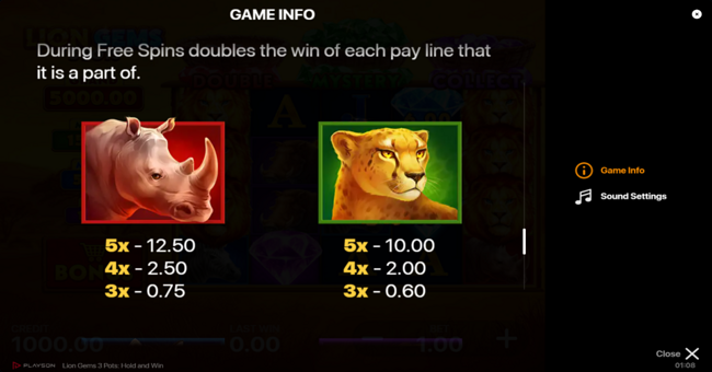 lion gems 3 pots hold and win paytable 3 paytable