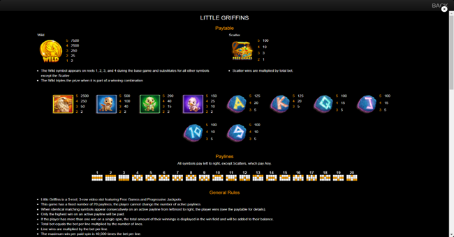 little griffins paytable paytable
