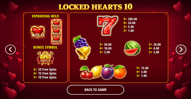 locked hearts 10 paytable 1 paytable