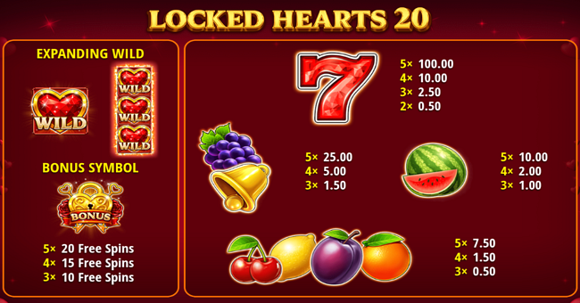 locked hearts 20 paytable paytable