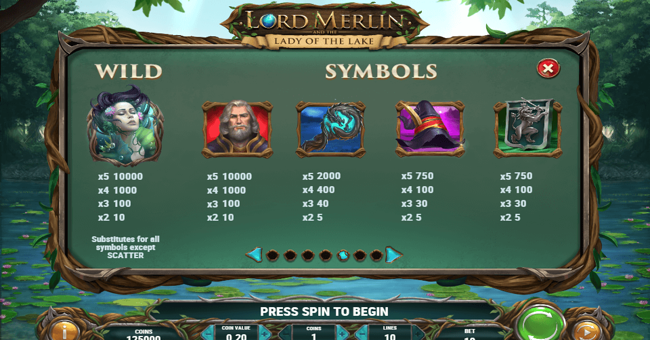 lordmerlinandtheladyofthelakepaytable1 paytable