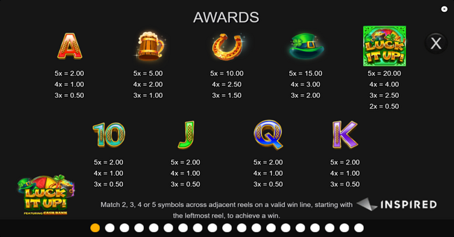 luck it up paytable paytable