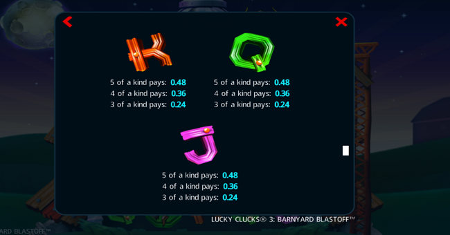 lucky clucks 3 barnyard blastoff paytable 3 paytable