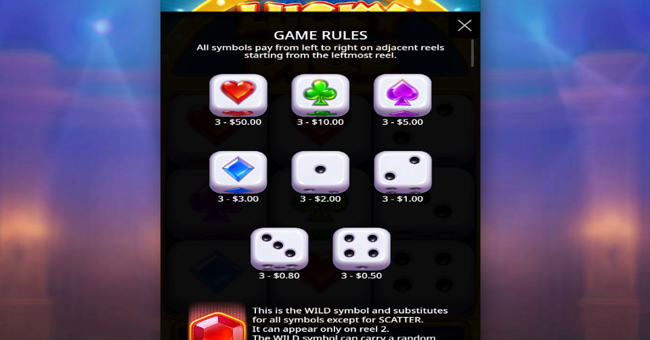 lucky dice paytable 1 paytable