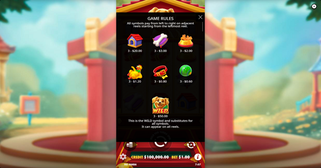 lucky dog golden paytable paytable