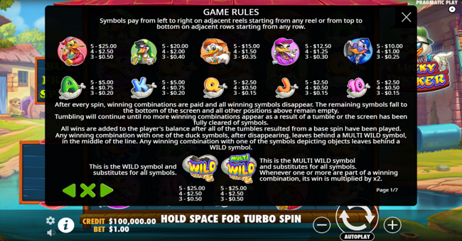 lucky ducker paytable paytable