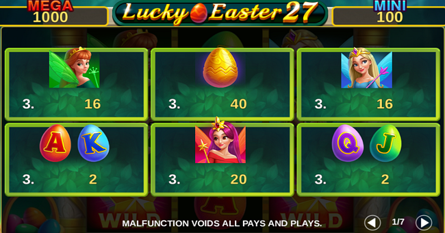 lucky easter 27 hold and win paytable paytable