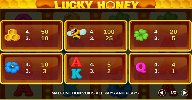 lucky honey paytable paytable