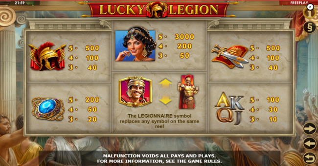 lucky legion paytable paytable