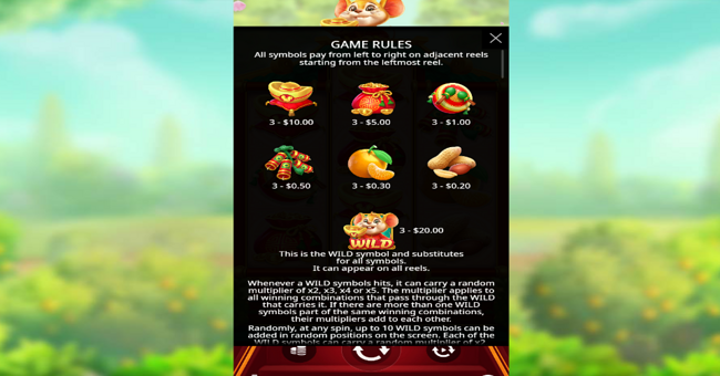 lucky mouse paytable 1 paytable