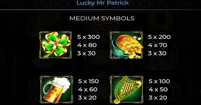lucky mr patrick paytable 1 paytable
