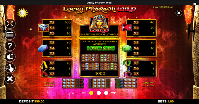 lucky pharaoh wild paytable paytable