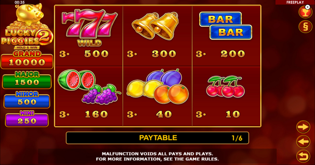 lucky piggies 2 hold and win paytable paytable