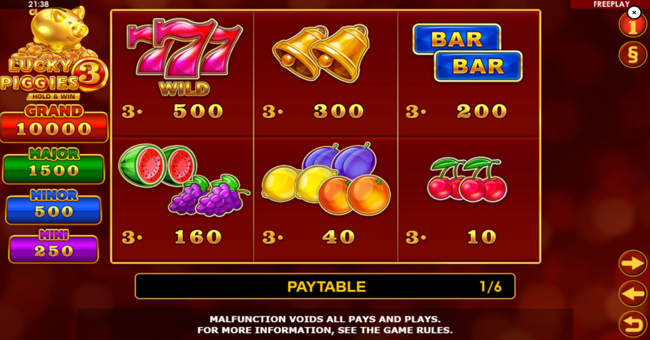 lucky piggies 3 paytable 1 paytable