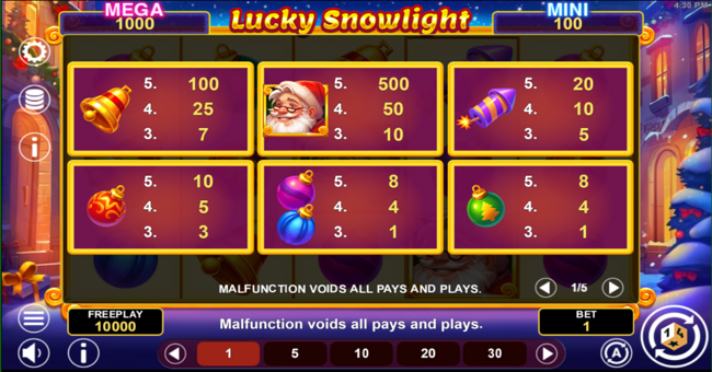 lucky snowlight paytable paytable