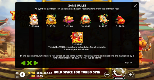 lucky tiger 1000 paytable paytable