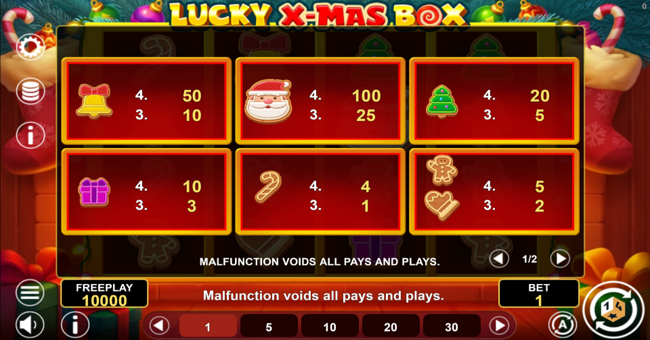 lucky xmas box paytable 1 paytable