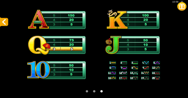 lucky zodiac paytable 3 paytable