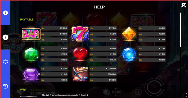 luxury blast paytable 1 paytable